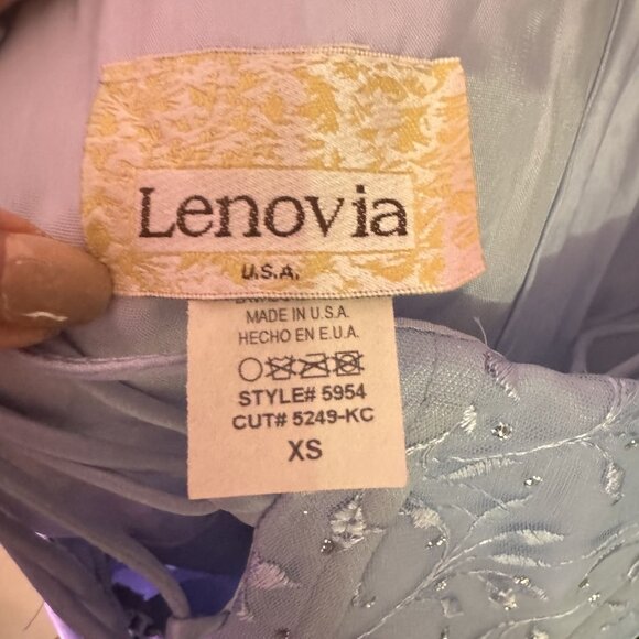 Vintage Lenovia Blue Corset Lace Up Tulle Ball Gown XS Made in USA Formal - Picture 9 of 10